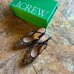 J.Crew Mille ankle strap heels in Italian sequin fabric